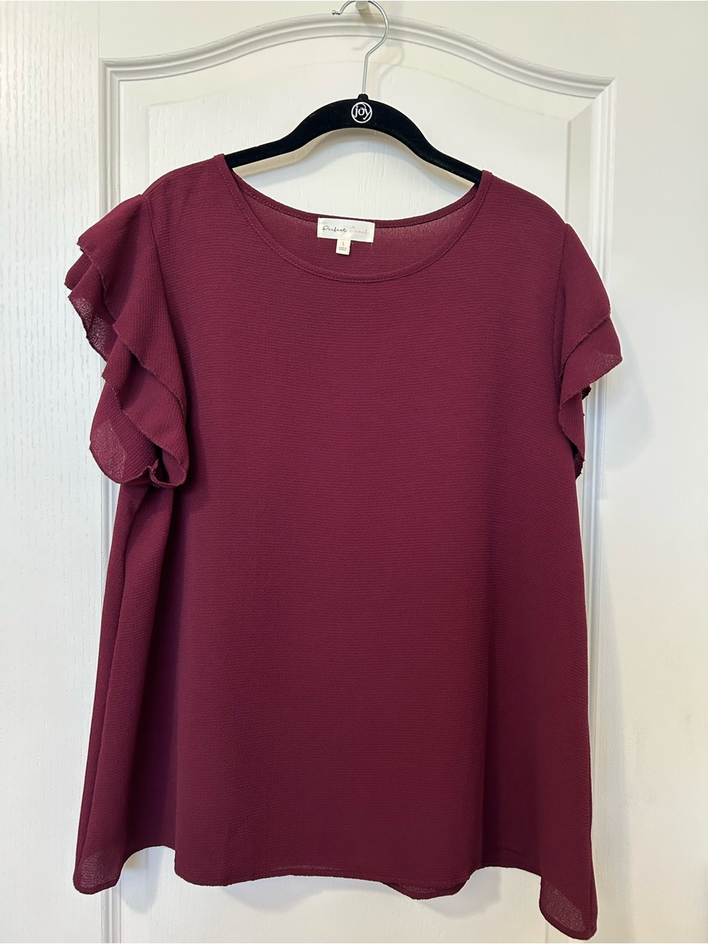 Perfect Peach Textured Crewneck Top - Berry Plum